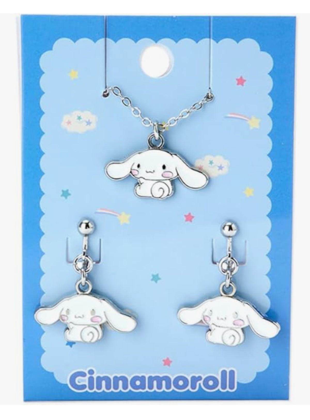 Sanrio Metallic Accessory Set Necklace & Clip-On Earrings - Cinnamoroll