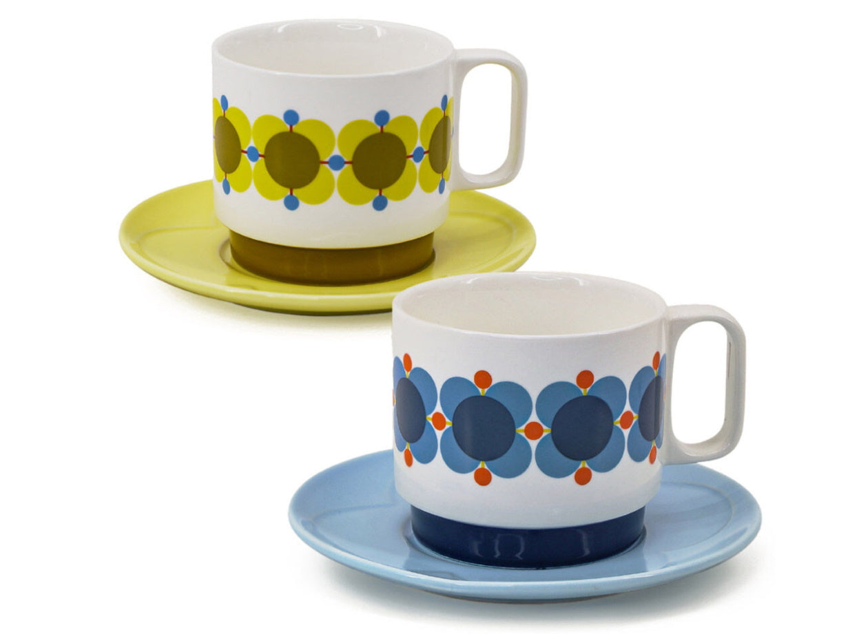 Orla Kiely Ceramic Tea Cup & Saucer Set - Atomic Flower