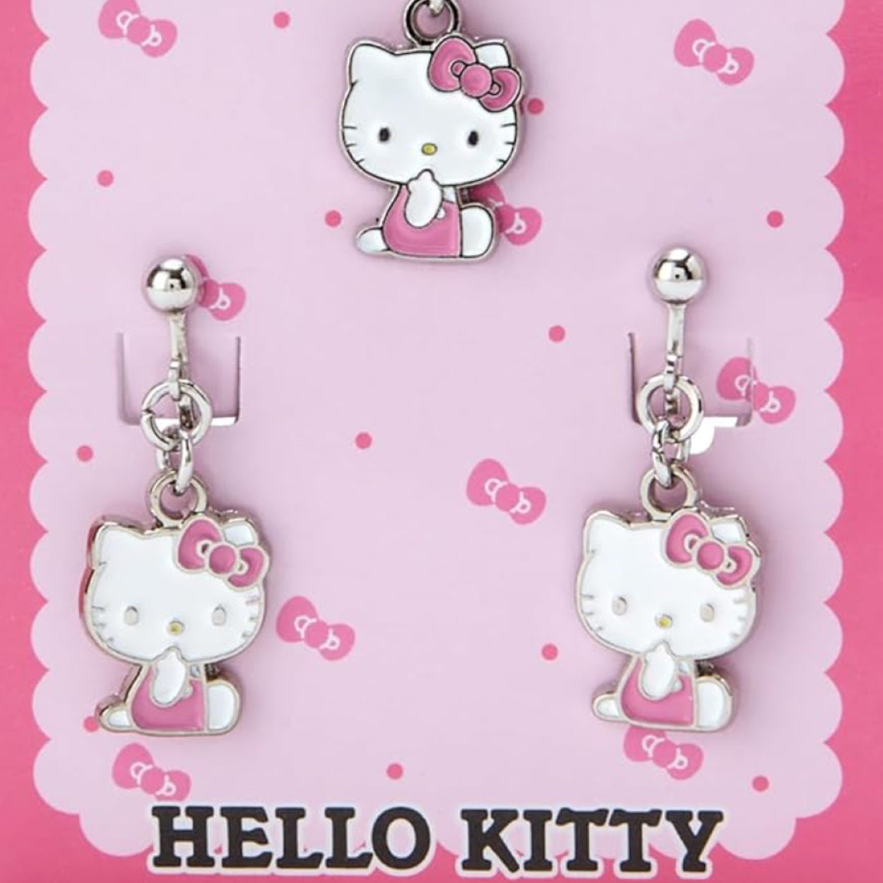 Sanrio Metallic Accessory Set Necklace & Clip-On Earrings - Hello Kitty