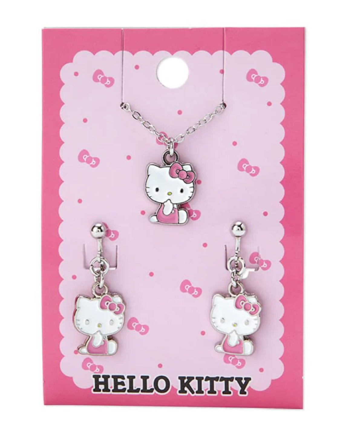 Sanrio Metallic Accessory Set Necklace & Clip-On Earrings - Hello Kitty