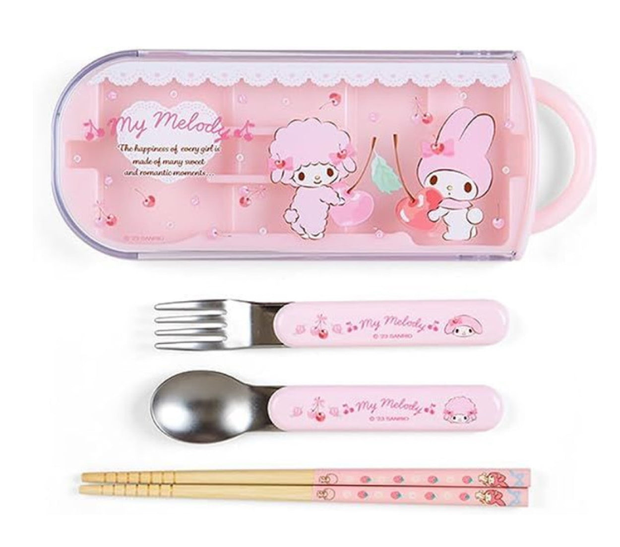 Sanrio My Melody & Sweet Piano Cutlery/Chopstick Set in Case