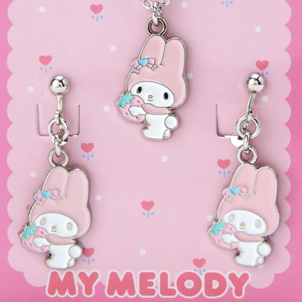 Sanrio Metallic Accessory Set Necklace & Clip-On Earrings - My Melody