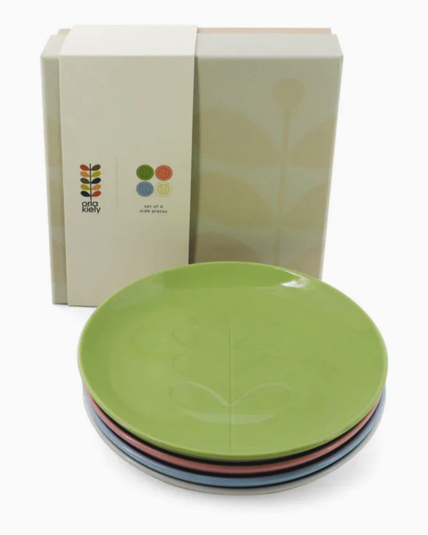 Orla Kiely Debossed Plate Set Stem Design - Pastels