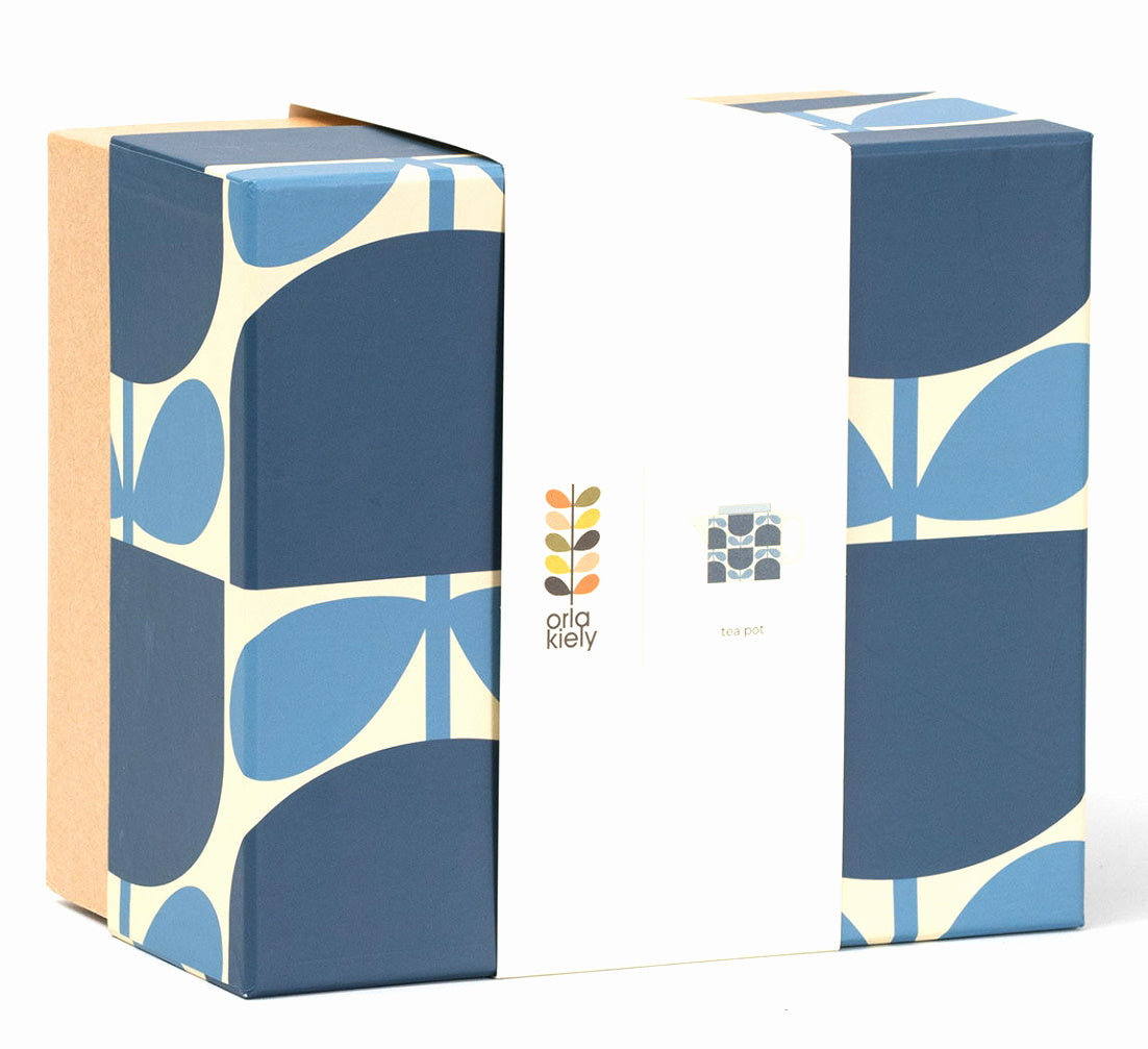 Orla Kiely Ceramic Flower Block Teapot - Navy/Blue