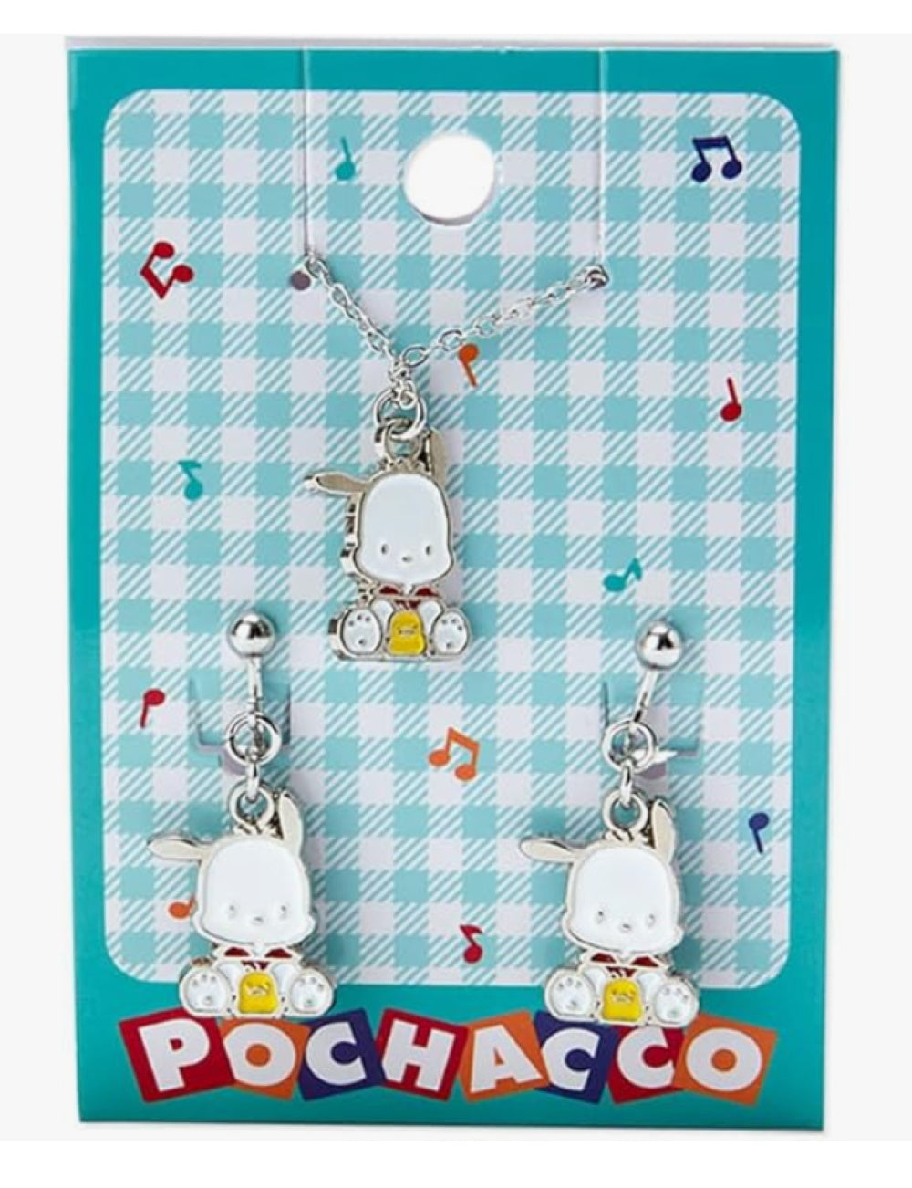 Sanrio Metallic Accessory Set Necklace & Clip-On Earrings - Pochacco