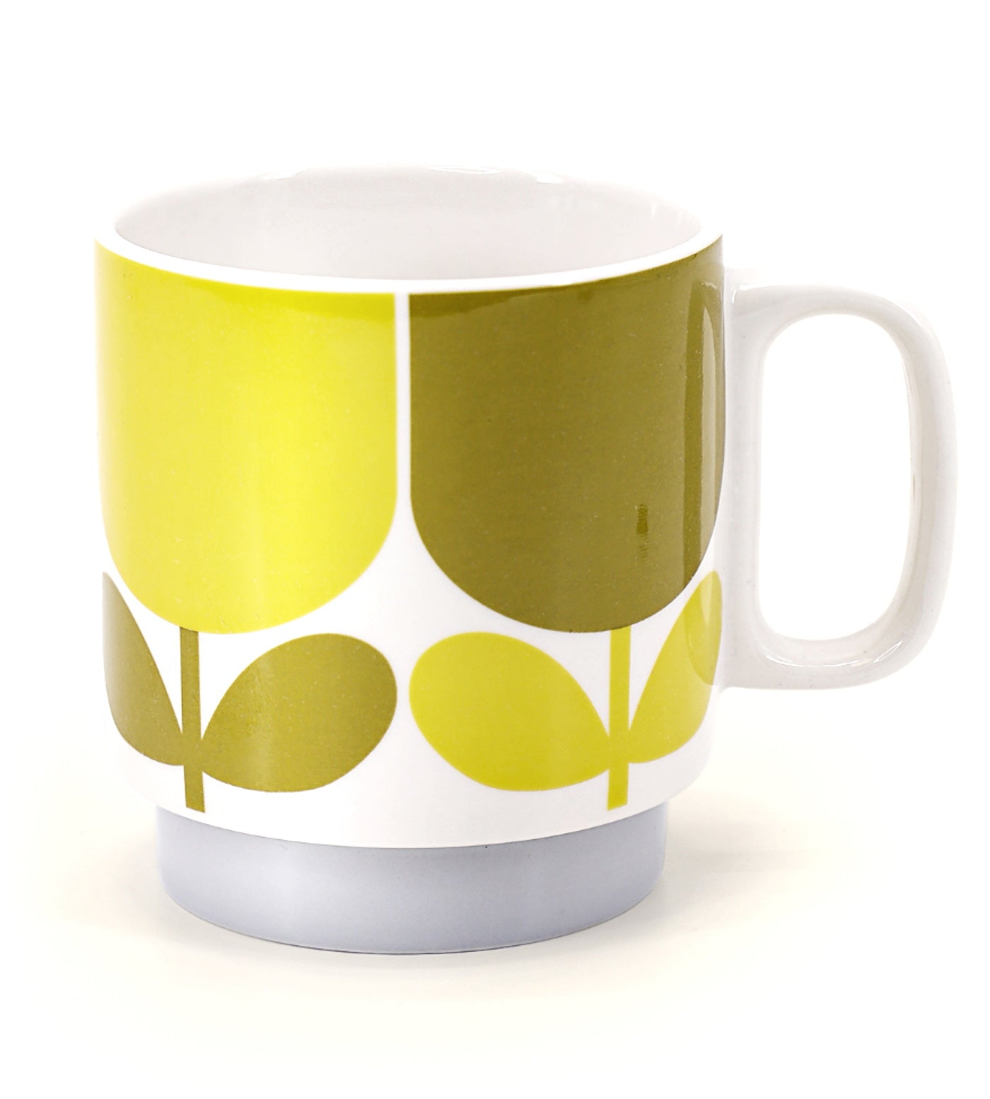 Orla Kiely Ceramic Block Flower Set of Mugs - Slate/Ochre