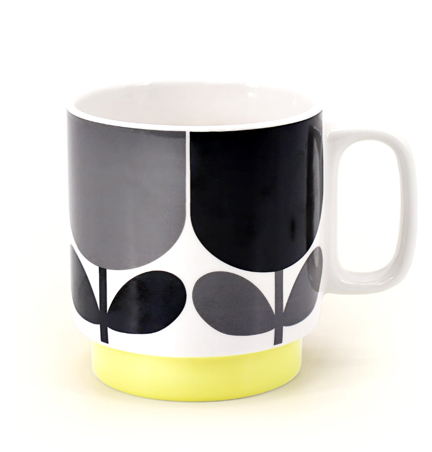 Orla Kiely Ceramic Block Flower Set of Mugs - Slate/Ochre